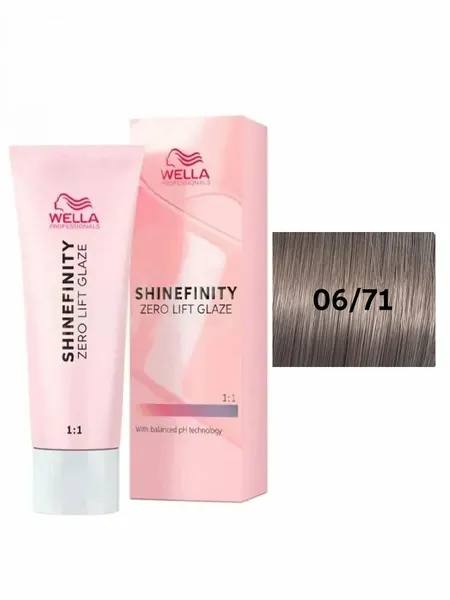 Крем-гель для волос для тонирования и блеска без осветления Wella Professionals Shinefinity 06/71, 60 мл