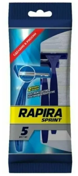 Rapira Одноразовый бритвенный мужской станок Sprint,5 шт/уп, 1 уп