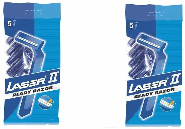 LASER Бритвенный станок, разовый, с 2 лезвиями, 5 штук, 2 упаковки