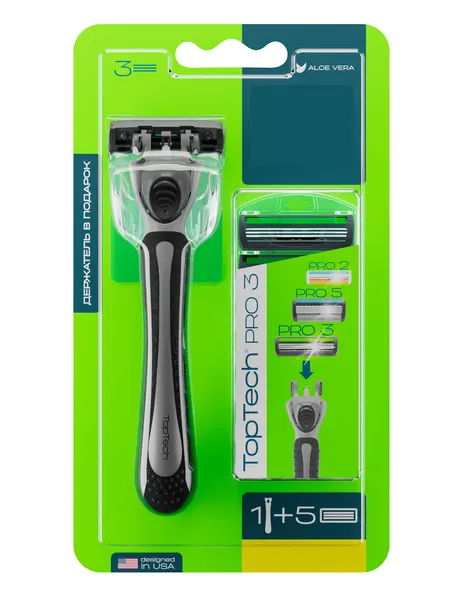 Бритвенный станок TopTech Pro 3, 3 лезвия, 5 сменных кассет