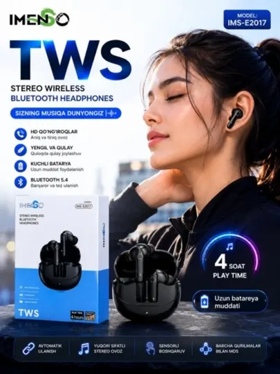IMS-E2017 TWS Беспроводные Наушники Bluetooth 5.3 Сенсорные iPhone Android - Игровые наушники