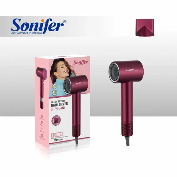 Профессиональный высокоскоростной фен для волос Sonifer SF-9684A с бесщеточным мотором 110 000 об/мин, двумя скоростями