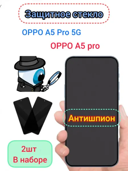 Защитное стекло Антишпион Oppo A5 Pro, Oppo A5 Pro 5g