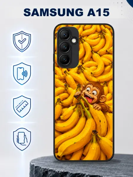 Чехол на Samsung A15 с принтом обезьянка и бананы AlexaShop