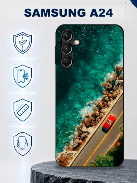 Чехол на Samsung A24 с принтом кабриолет у моря AlexaShop