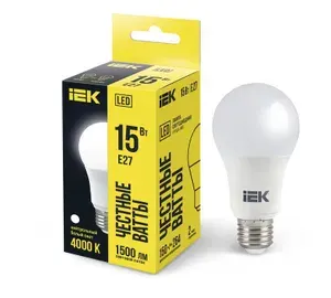 Лампа светодиодная IEK ECO A60 20Вт 230В 4000К E27 (LLE-A60-20-230-40-E27), 1 шт