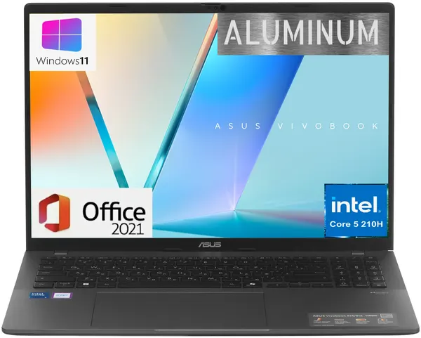 Ноутбук ASUS 16" IPS, Core 5 210H (8 яд. до 4.8ггц) , RAM 16 ГБ, SSD 512 ГБ, Win 11 PRO+Office, рус. клав. с подсв.
