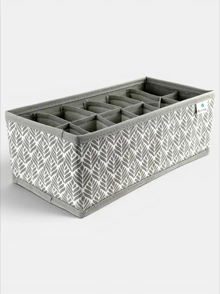 Органайзер для хранения белья Листья, 12 секций, 30x15x11см, бело-серый