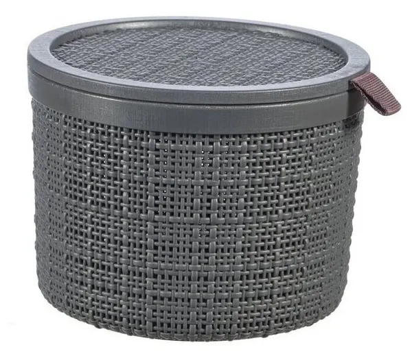 Корзинка для хранения круглая с крышкой Curver Jute 2 л, 1903 глубокая тень