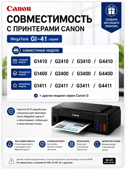 Чернила Canon GI-41 Refill Ink BK C M Y для PIXMA G1420 G2420 G3420 принтеров