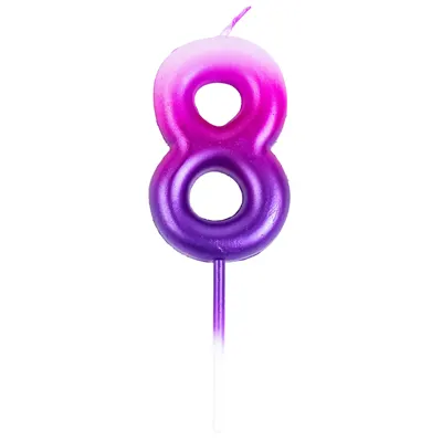 Свеча -цифра "8" Омбре розовый/фиолетовый 6смG