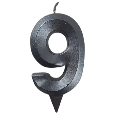 Свеча -цифра "9" Грань черный жемчуг 7см