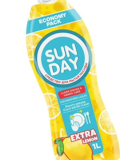 SUNDAY Средство для мытья посуды Extra Lemon, 1 л - Средства для мытья посуды