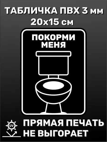 Табличка прикольная на дверь туалета с надписью Покорми меня 20х15 см
