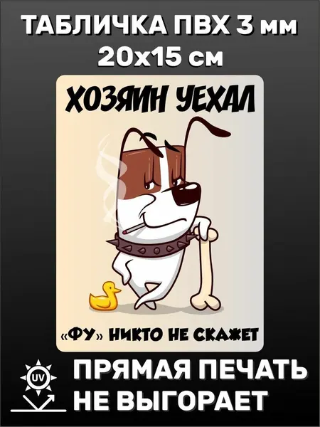 Табличка информационная прикольная Осторожно! Злая собака 20х15 см