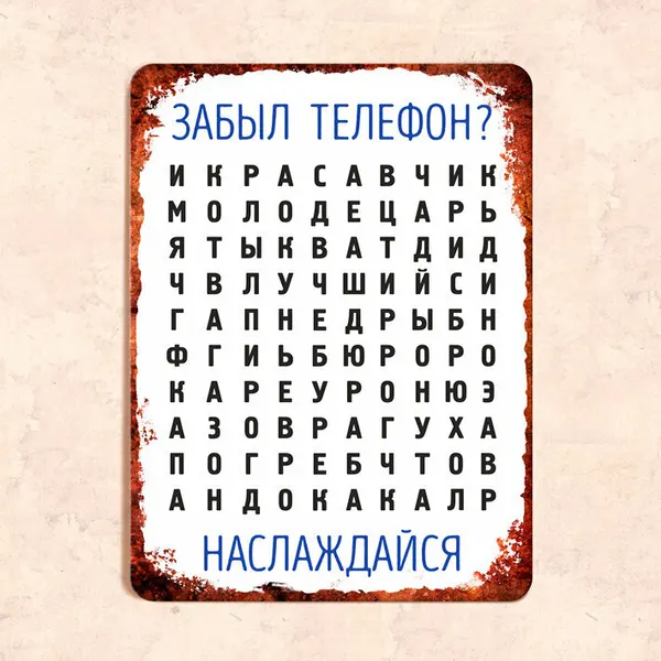 Табличка "Забыл телефон? Наслаждайся", 22,5х30 см, УФ-печать, ПВХ