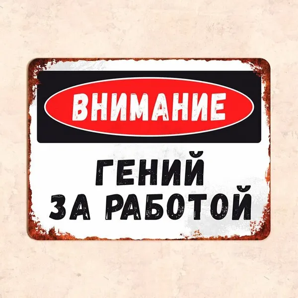 Табличка "Внимание! Гений за работой", 30х22,5 см, УФ-печать, ПВХ
