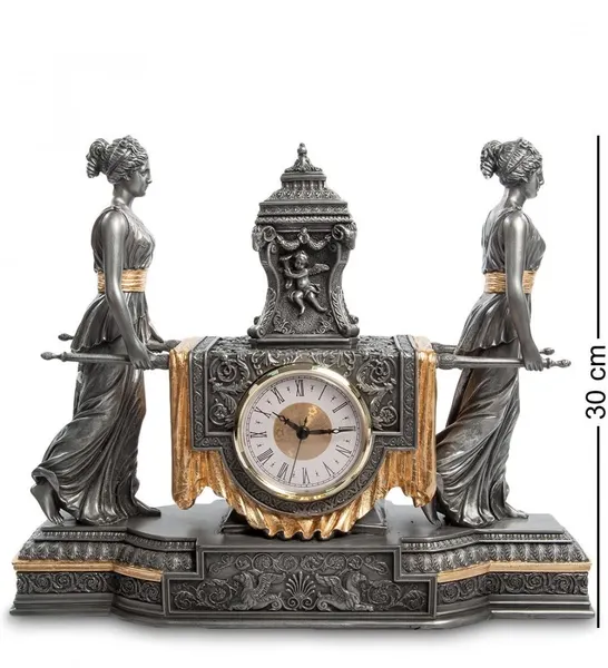 Часы в стиле барокко Veronese "Уходящее время" (black/gold) WS-613