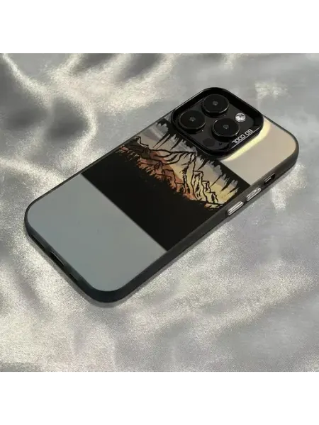 Чехол на IPHONE 16 PRO MAX чёрный гора лес