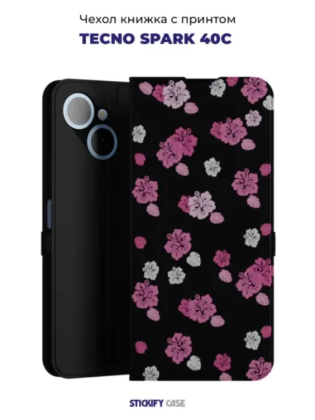 Чехол книжка с принтом на TECNO Spark 40C STICKIFY CASE