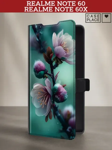 Чехол-книжка на Note 60 Note 60X с цветочками Realme