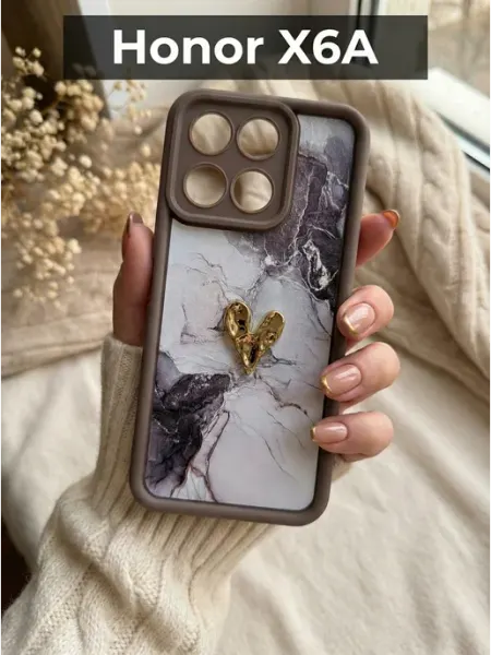 Чехол на Honor X6A Мрамор Good Luck Clover