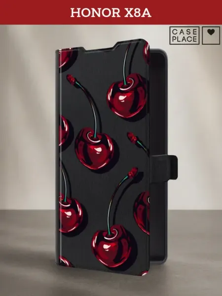 Чехол-книжка на X8A с вишней HONOR