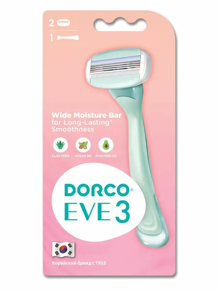 Dorco Бритва EVE3 (1 станок, 2 кассеты), женская, 3 лезвия, крепление PACE, плав. головка