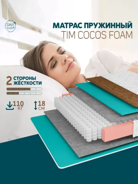 Матрас 75х185 пружинный ортопедический, в рулоне DAVI SLEEP