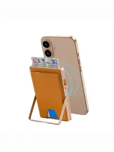 Магнитный кошелек-картхолдер для смартфона с подставкой WiWU Regal Magsafe Metal Stand Card Holder MW-006, Brown