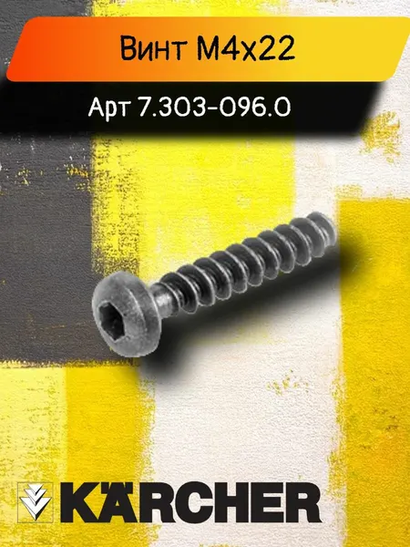 Винт 4x22, для пылесоса Karcher K 4, K 7, NT 50/1 Tact Te L артикул 7.303-096.0