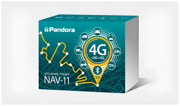 Трекер Pandora NAV-11, 4G модуль, для авто/мото/вело, встроенные элементы питания CR123
