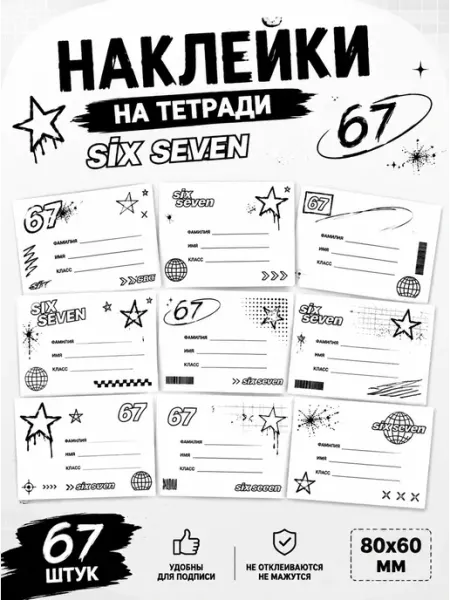 Школьные наклейки для подписи тетрадей, учебников 67 шт SVEGLAB