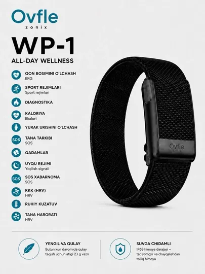Смарт-браслет Ovfle Zonix WP-1 с ECG, фитнес-трекер, умный браслет, спортивный браслет - Фитнес браслеты