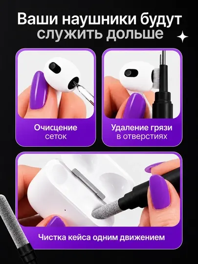 Набор для чистки гаджетов, щетка для чистки наушников, клавиатуры, телефона - Аксессуары и уход за офисной техникой