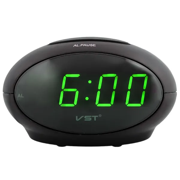 Сетевой будильник Vst711-2 часы 220В св. зел. цифры+USB кабель (без адаптера)