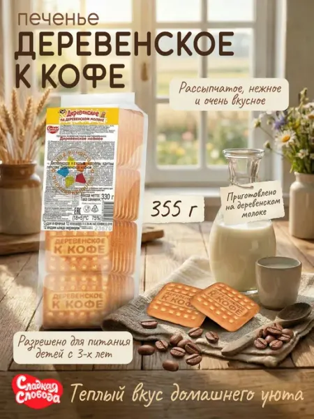 Печенье для детского питания Деревенское к кофе 355 гр Сладкая слобода