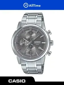 Часы мужские Casio Collection MTP-E510D-8A / Часы наручные кварцевые спортивные серебряные с браслетом круглые