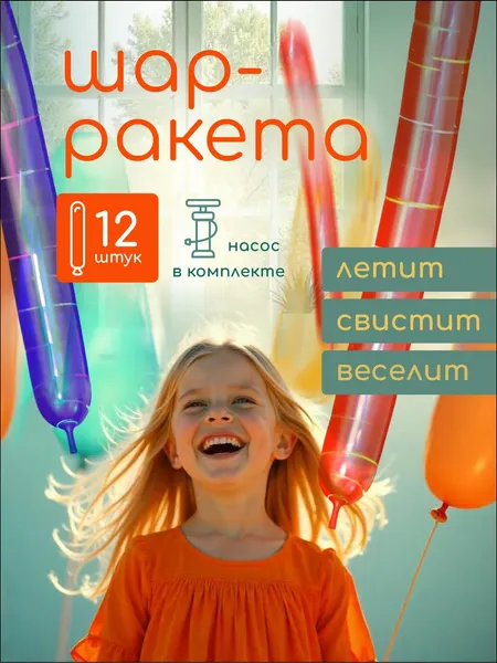 Шар-ракета леталка свистун, набор воздушных шаров, 12/24/100 шт