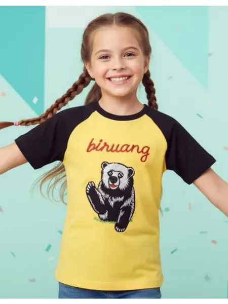 Футболка детская реглан медведь 100% хлопок Biruang