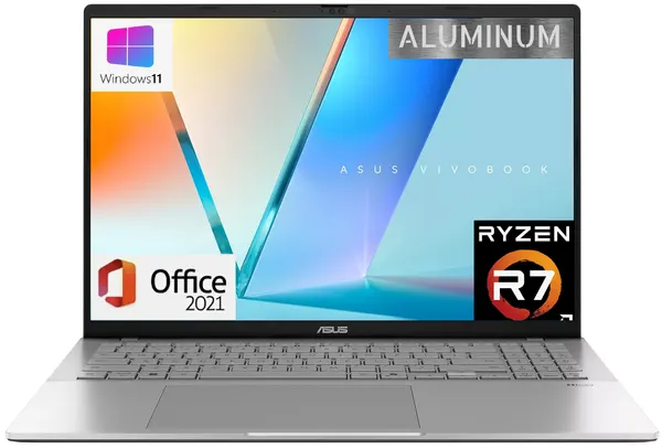 Ноутбук ASUS 16" 1920x1200, IPS, Ryzen 7 260 (8 ядер до 5.1ггц) , RAM 16 ГБ, SSD 512 ГБ, Win 11 PRO+Office, рус. клав.