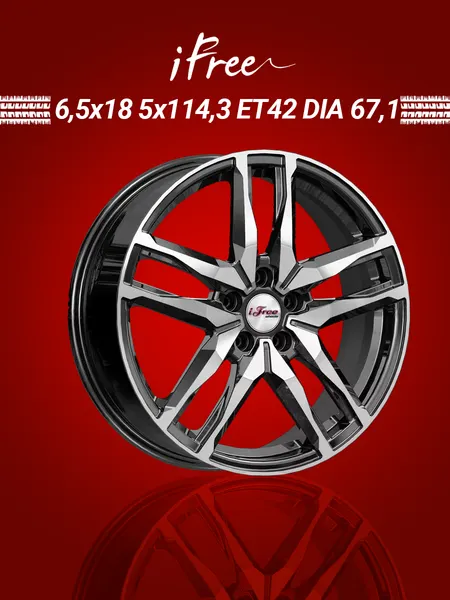 Диск автомобильный iFree Бомбей 6,5x18 5x114,3 ET42 67,1 Блэк джек