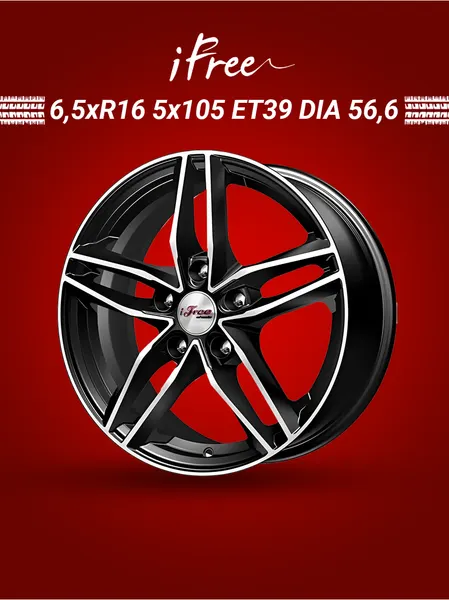 Диск автомобильный iFree Moskva 6,5x16 5x105 ET39 56,6 Блэк джек