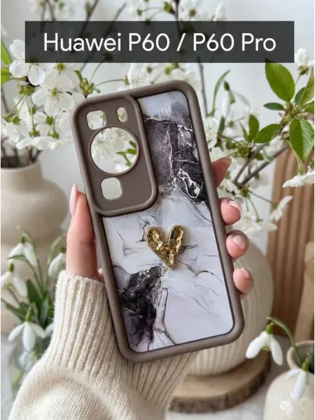 CRAZY CAT Чехол на Huawei P60 P60 Pro Мрамор