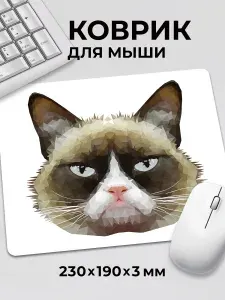 Коврик для мышки мем Сердитый кот Grumpy cat