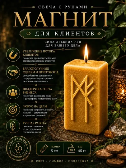 Руническая свеча «Магнит для клиентов»