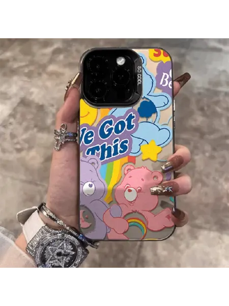 Чехол на IPHONE 16 PRO чёрный медве арко-ирис