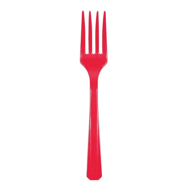Вилка пластиковая Apple Red, красная, 20 штук