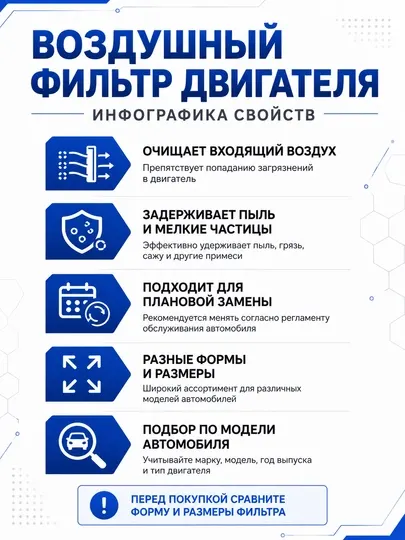 Автомобильный воздушный фильтр двигателя, разные формы и размеры для разных моделей машин - Запчасти для ТО