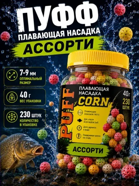 Тесто для рыбалки воздушное Пуфф Ассорти,230 шт